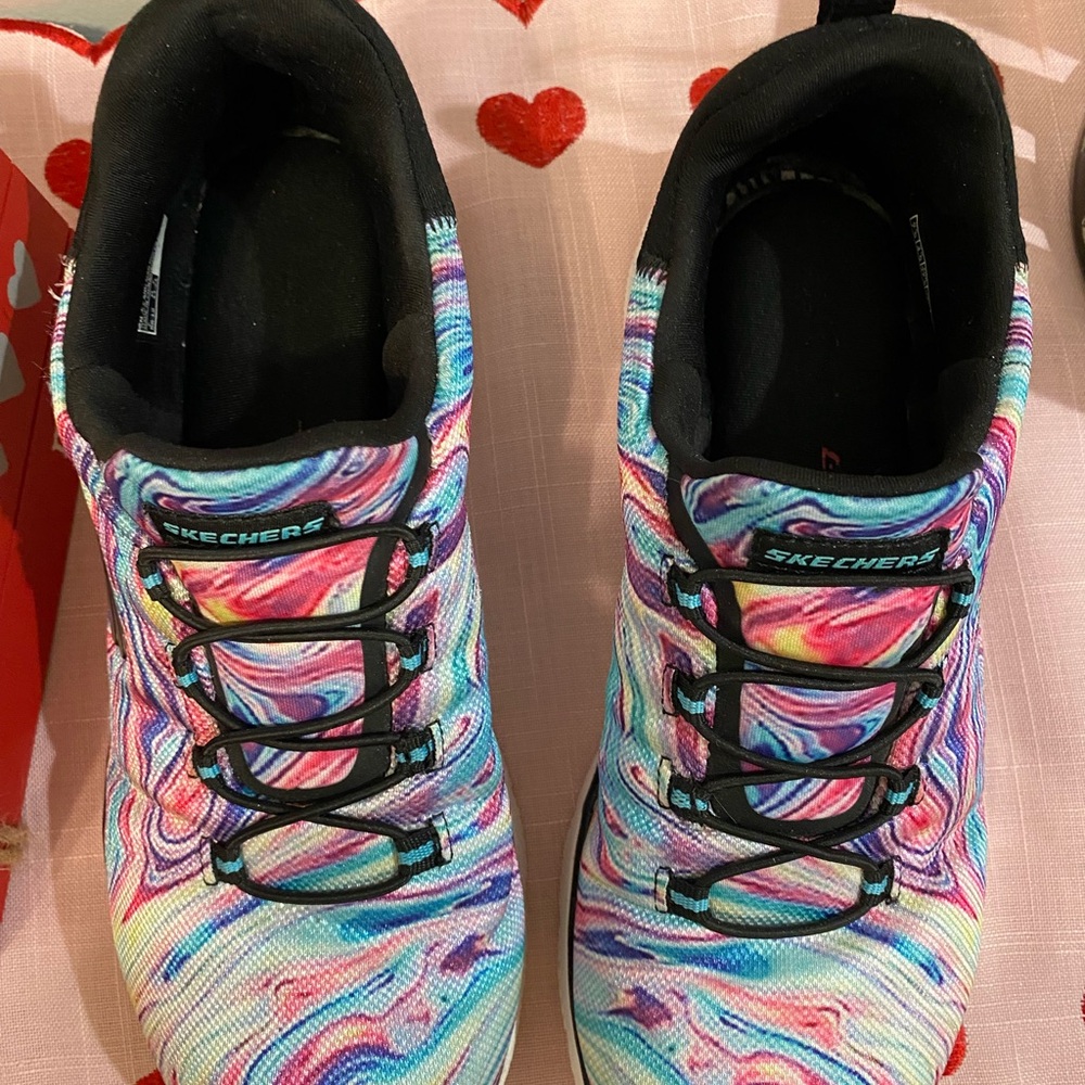 Skechers Women's Swirl Pattern Sneakers - Black, Blue, Pink - Picture 2 of 6